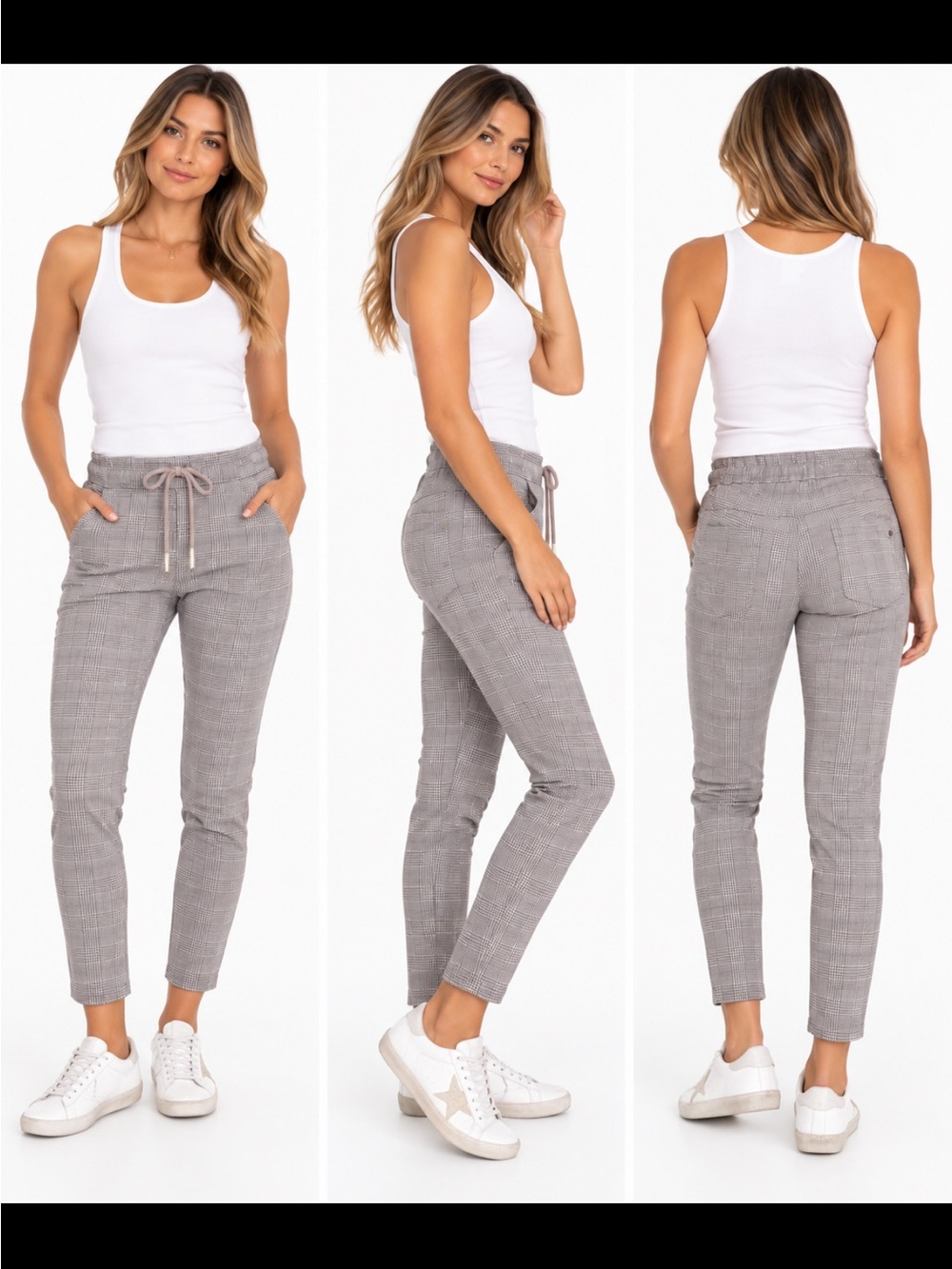 Bevy Flog Shely plaid jogger pants size 27